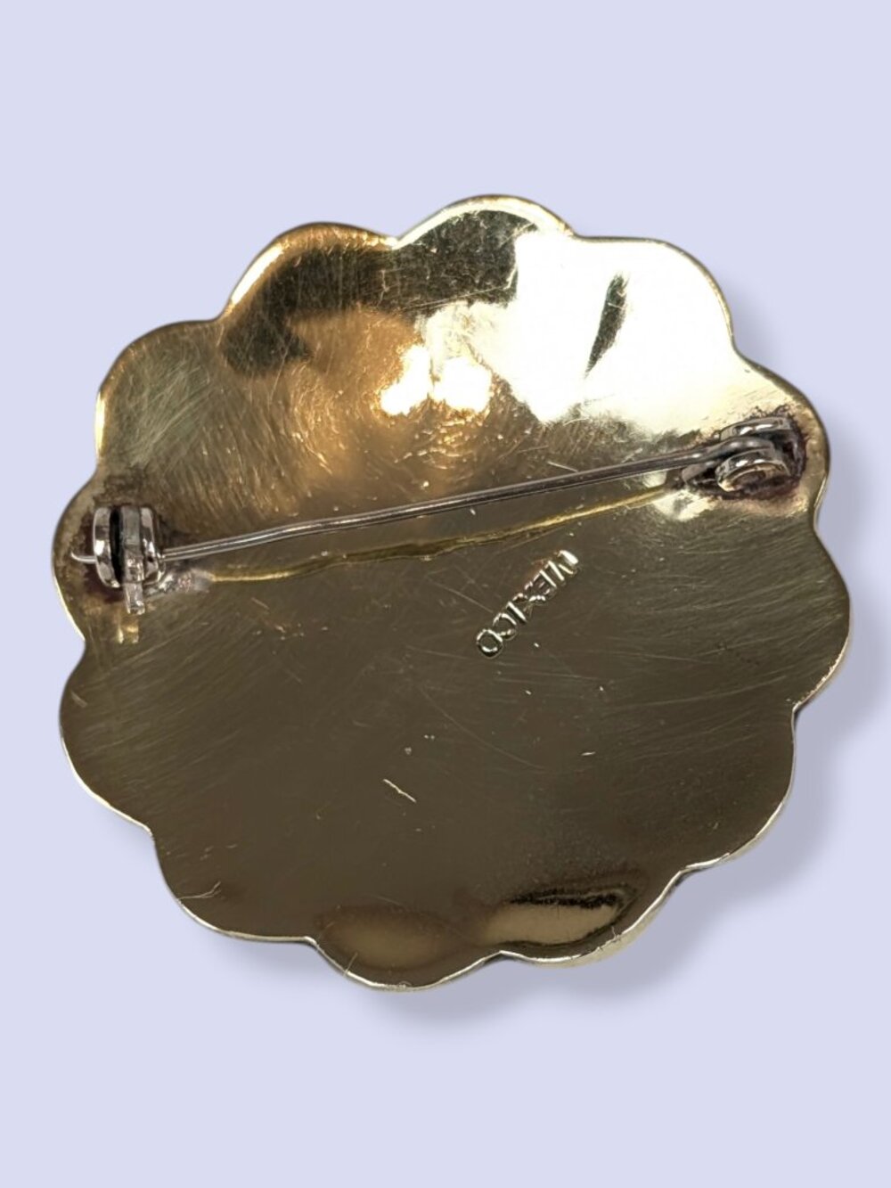 Vintage Scalloped Abalone Inlay Taxco-Style Mexico Brooch - Picture 7 of 10